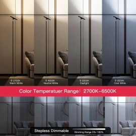 Dual Side Lighting Black LED Floor Lamp with Remote Control Smart App 36W 2600LM Bright Tall Vertical RGB Angle Multi-Color Dimmable Modern Floor Lamp (For Living Room Bedroom Office)