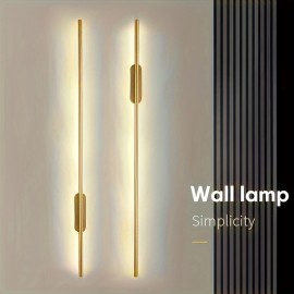 Modern Minimalistic Metal Wall Sconce, Adjustable Brightness Wall-Mounted Fixture for Living Room, Bedroom, Stairwell, Corridor - Installation Hardware Included, Room Electrical Hardwiring, 85V-265V Without Battery - Golden