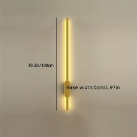 Modern Minimalistic Metal Wall Sconce, Adjustable Brightness Wall-Mounted Fixture for Living Room, Bedroom, Stairwell, Corridor - Installation Hardware Included, Room Electrical Hardwiring, 85V-265V Without Battery - Golden