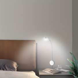 1pc Flexible LED Gooseneck Reading Light - Wall Lamps & Sconces with 3 Colors Changeable, 10 Levels Dimmable, Bedside and Desk Mountable, Energy-Efficient, Eye-Caring, Adjustable Arm for Perfect Illumination