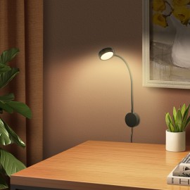 1pc Flexible LED Gooseneck Reading Light - Wall Lamps & Sconces with 3 Colors Changeable, 10 Levels Dimmable, Bedside and Desk Mountable, Energy-Efficient, Eye-Caring, Adjustable Arm for Perfect Illumination
