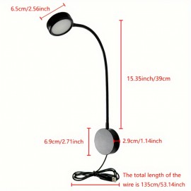 1pc Flexible LED Gooseneck Reading Light - Wall Lamps & Sconces with 3 Colors Changeable, 10 Levels Dimmable, Bedside and Desk Mountable, Energy-Efficient, Eye-Caring, Adjustable Arm for Perfect Illumination