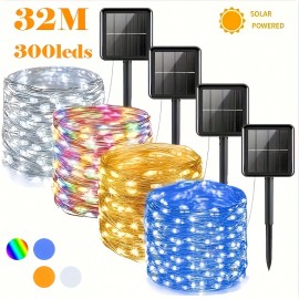 300 LED Solar-Powered Fairy Lights String - DIY Decorative Lighting for Outdoor Courtyard, Garden Fence, Christmas Tree, Halloween Party Ambiance - Waterproof, Energy-Efficient, and Durable Decorations for Any Occasion