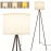 Tripod Traditional Floor Lamp, Adjustable Brightness, 3-color Temperature, Remote Control And Zipper Switch, Linen Lampshade, Suitable For Living Room, Bedroom, Study, And Office