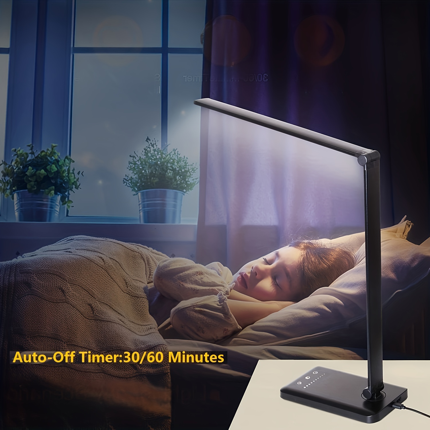 led desk lamp table lamp reading lamp with usb charging port 5 lighting modes 5 brightness levels sensitive 60 min auto timer eye caring office lamp details 3