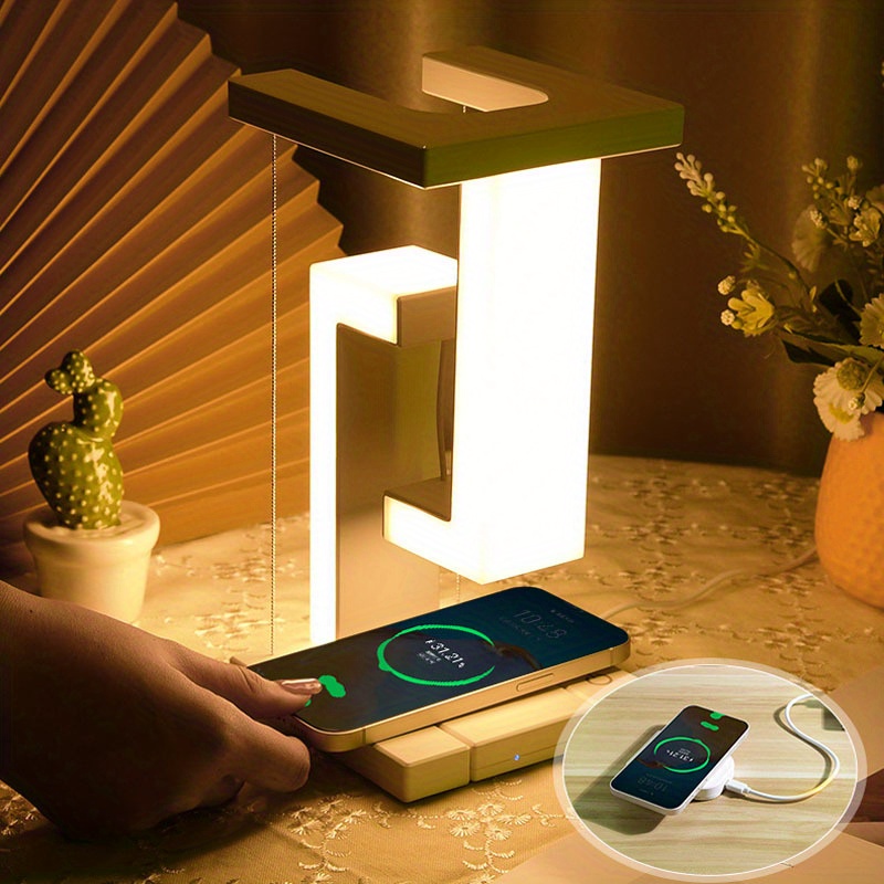 1pc led night lamp balance suspension table desk lamp cordless night light usb charging port bedroom lamp home decor details 1
