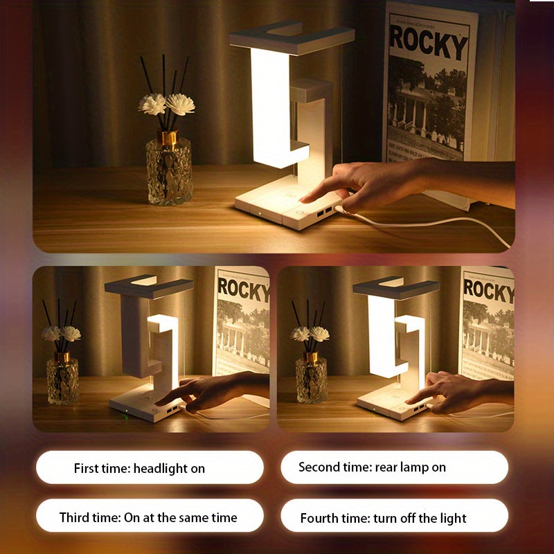 1pc led night lamp balance suspension table desk lamp cordless night light usb charging port bedroom lamp home decor details 4