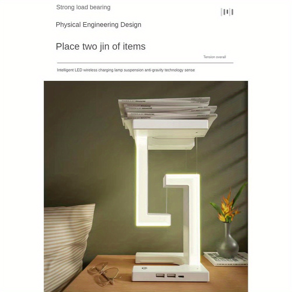 1pc led night lamp balance suspension table desk lamp cordless night light usb charging port bedroom lamp home decor details 6