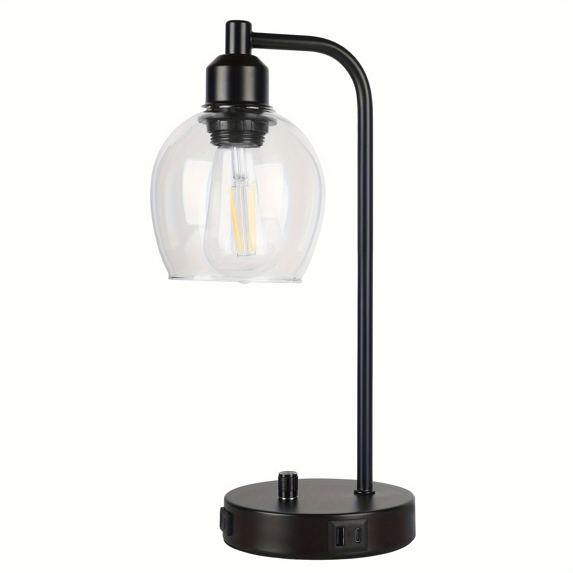 hemispherical glass cover knob dimming desk lamp standard knob dimming with usb type c charging port with dimmable e26 bulb details 6