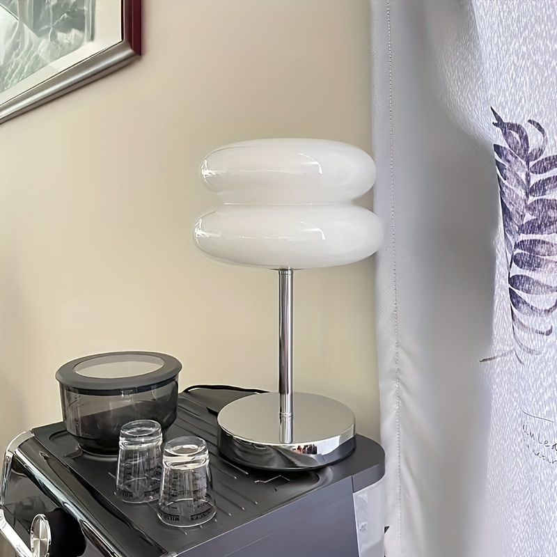 century modern usb powered table lamp solid color metal base glass shade dimmable button control adjustable illumination suitable for living room reading decorative desk lamp with built in led details 3