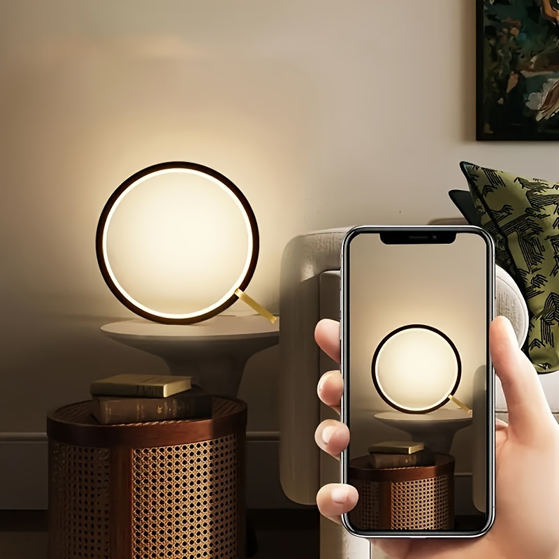 1pc bedside table lamp bedroom table light sensor table light round modern simple multifunctional night light details 3