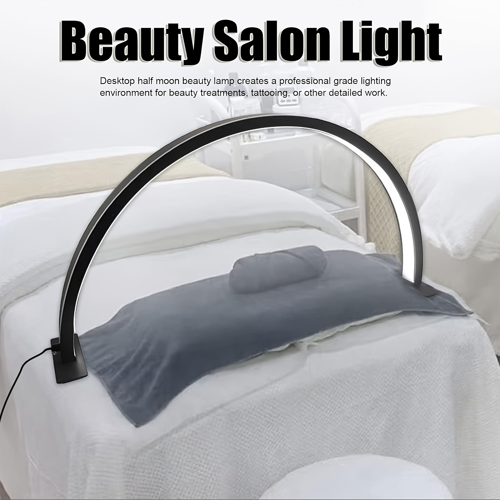 22 29inch beautician technical desk lamp half moon led lamp beauty room desk lamp adjustable three color u shaped lamp for eyelash extension tattoo eyebrow nail black white pink details 1