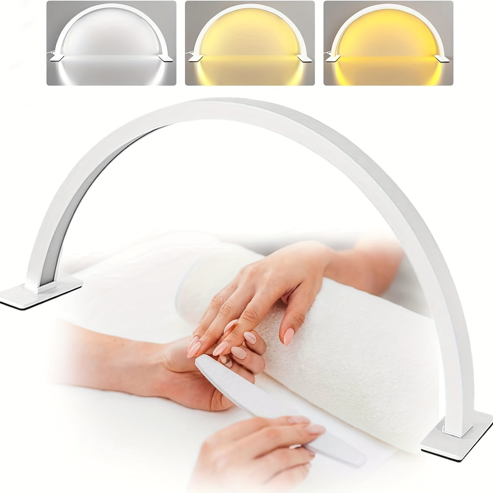 22 29inch beautician technical desk lamp half moon led lamp beauty room desk lamp adjustable three color u shaped lamp for eyelash extension tattoo eyebrow nail black white pink details 4