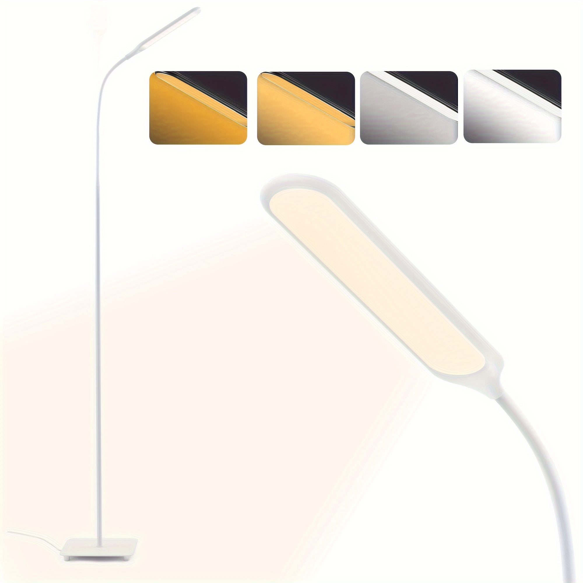 adjustable led floor lamp dimmable modern with 4 brightness levels 4 colors adjustable gooseneck for reading bedroom office living room piano white sp dl023 details 3
