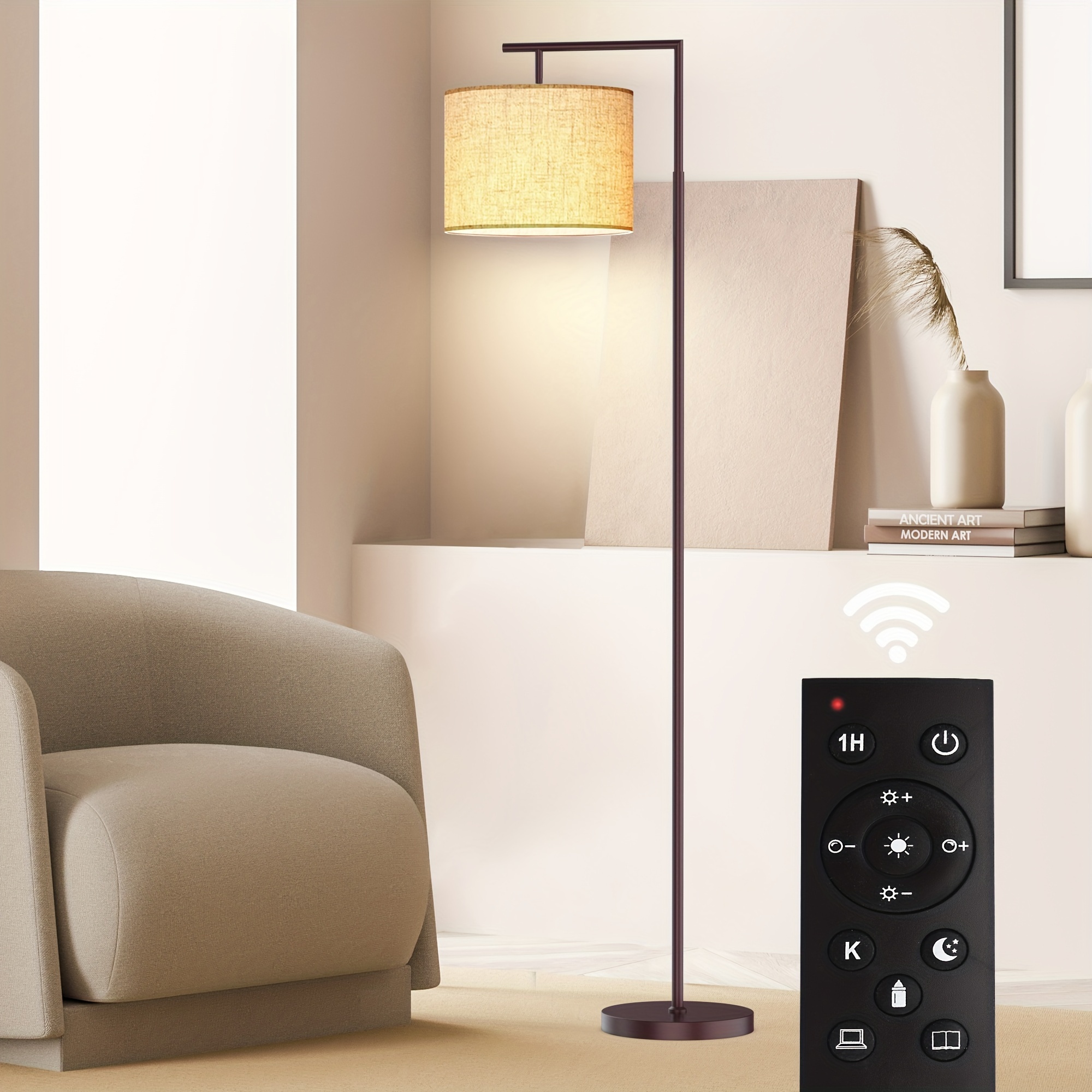 1pc remote controlled arc floor lamp with bulb traditional style metal material adjustable for living room and bedroom decor details 1