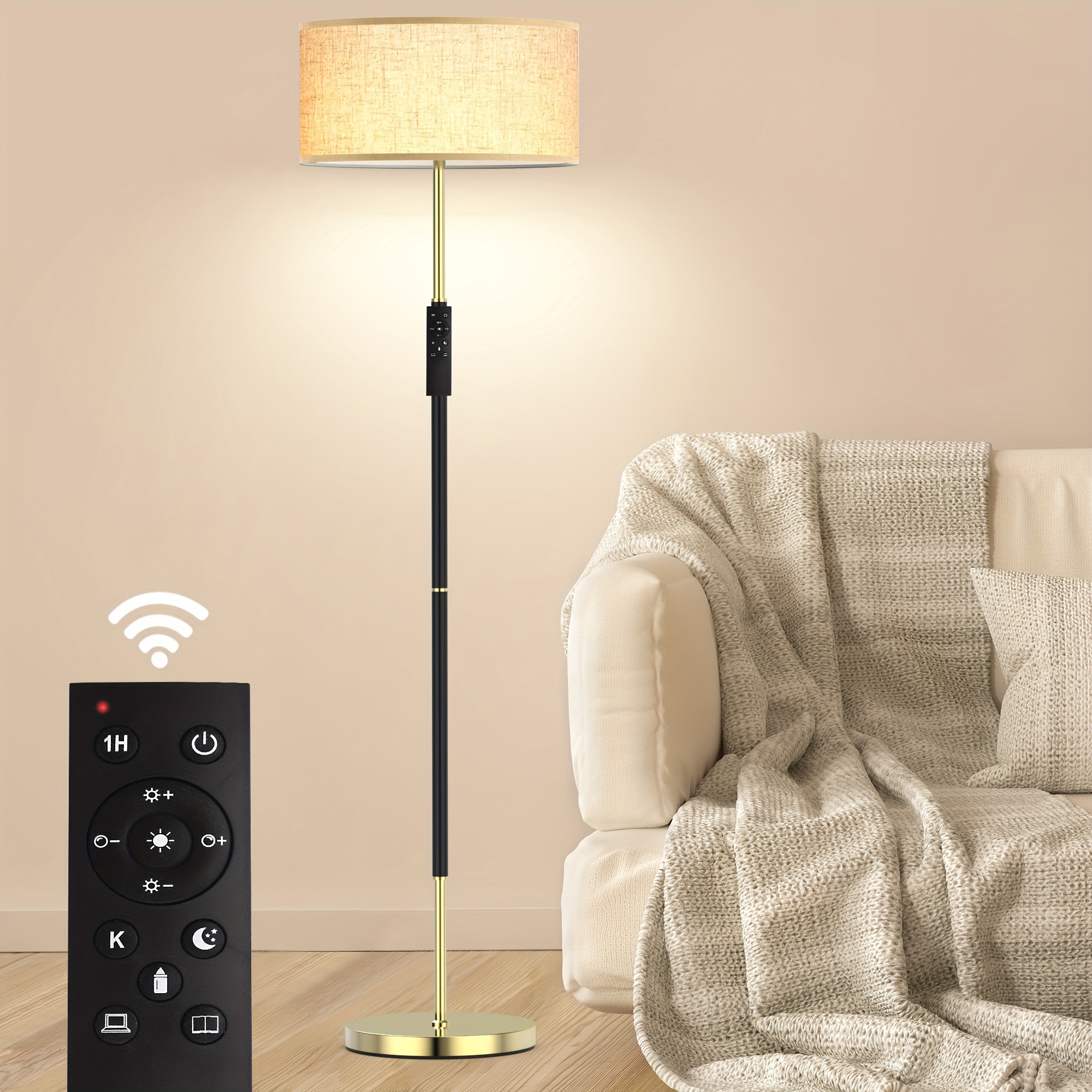 traditional floor lamp with remote control and bulb included details 1