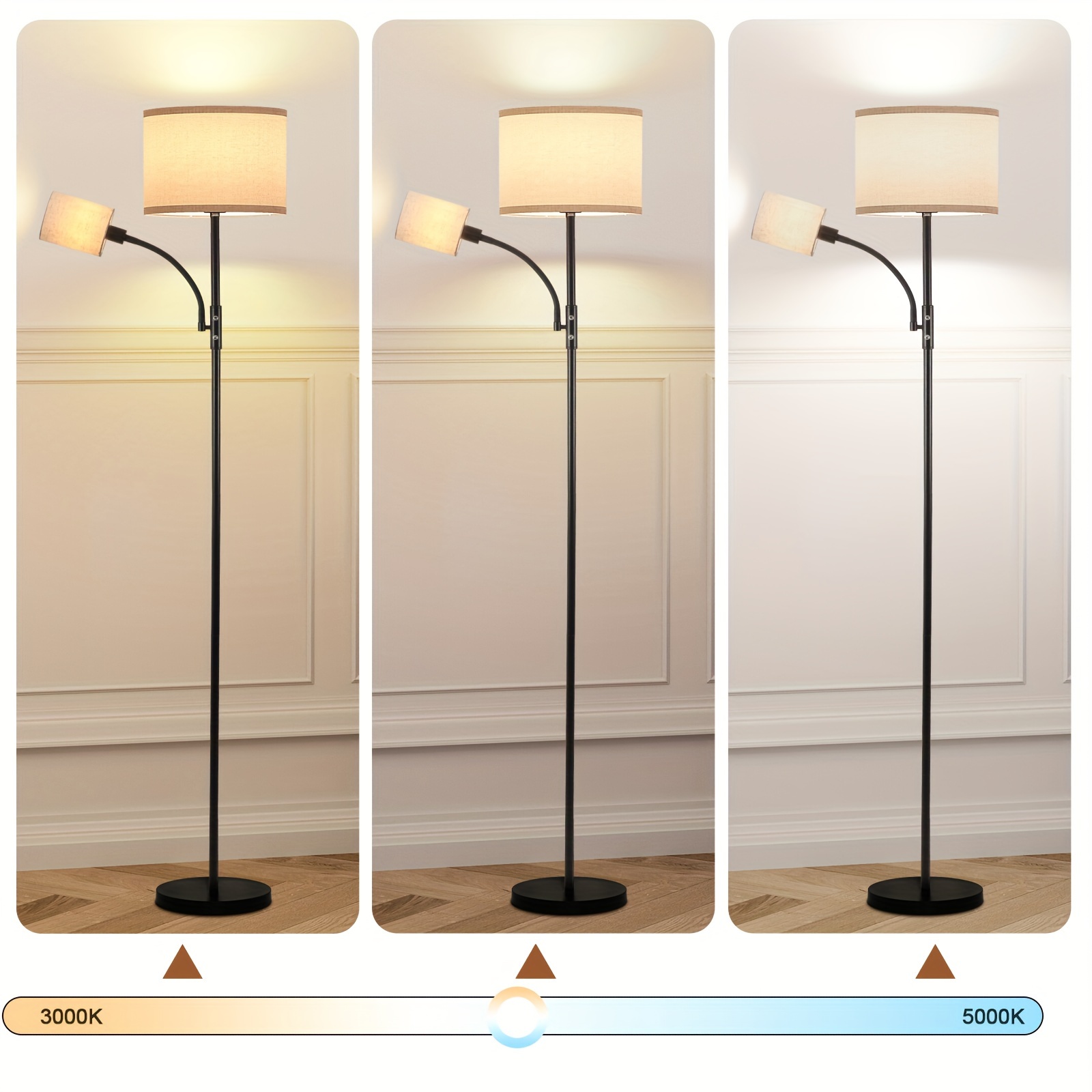 fabric double head floor lamp linen with 1 e26 bulb and 1 details 0