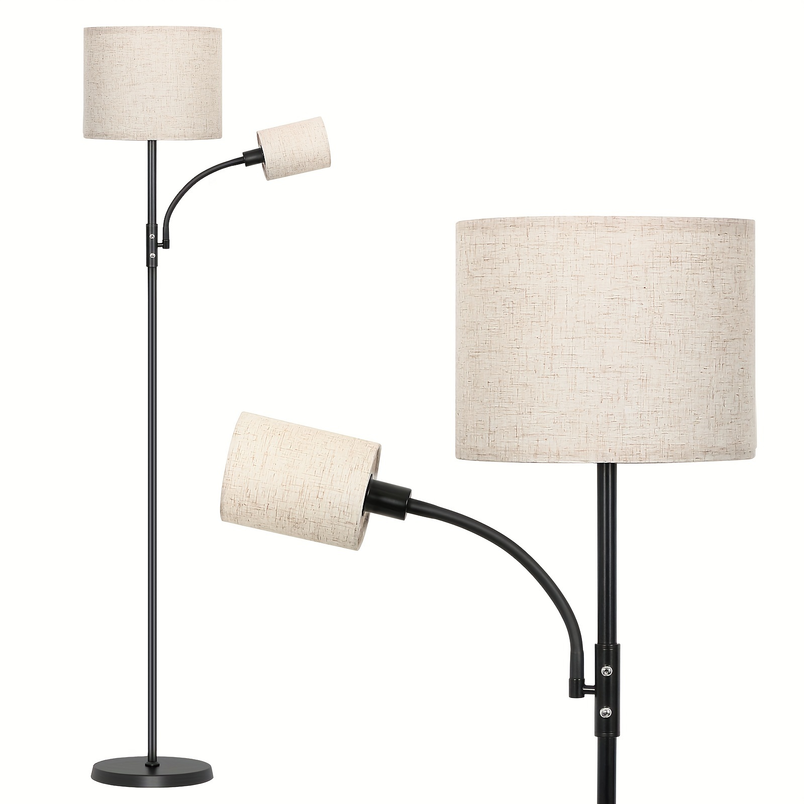 fabric double head floor lamp linen with 1 e26 bulb and 1 details 2