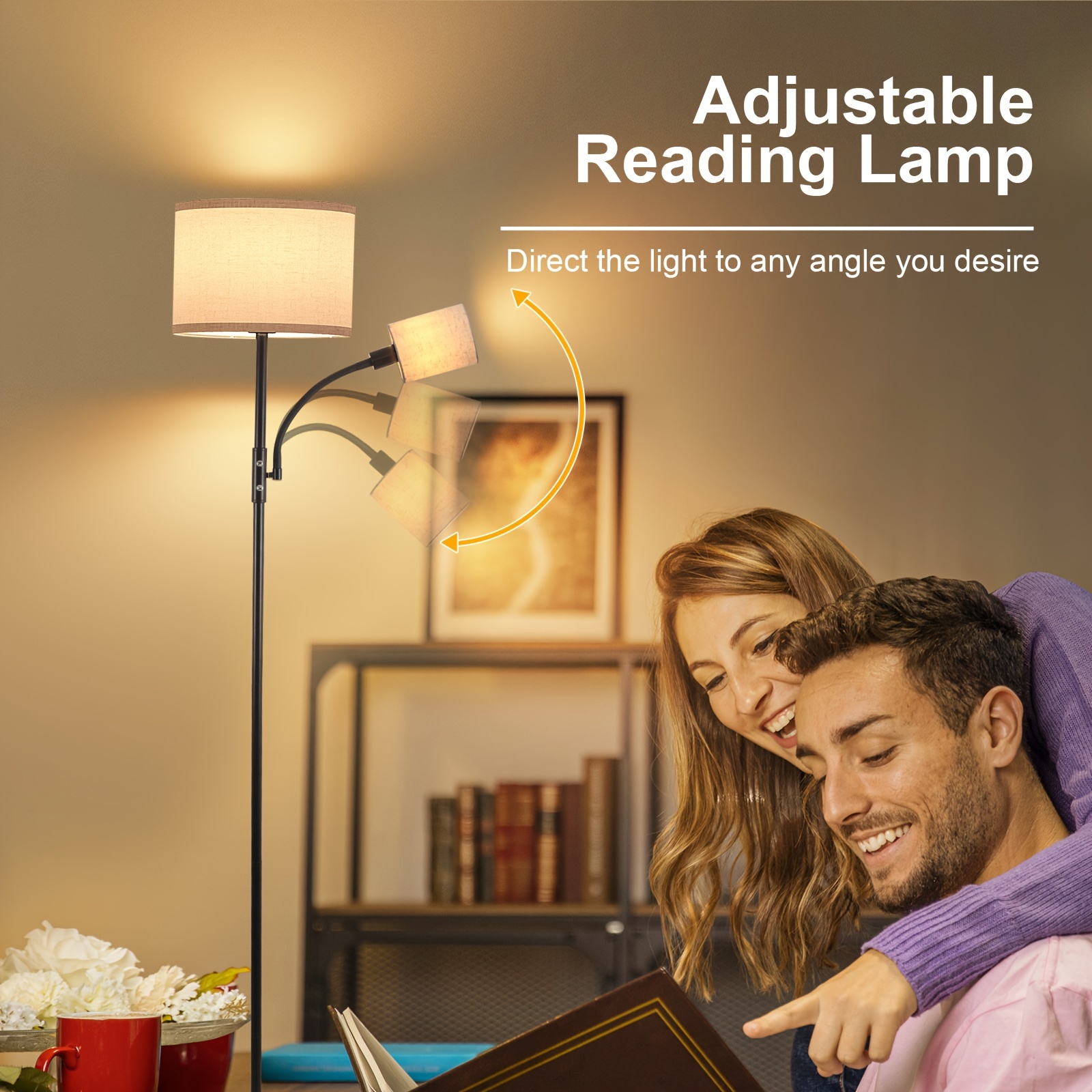 fabric double head floor lamp linen with 1 e26 bulb and 1 details 4
