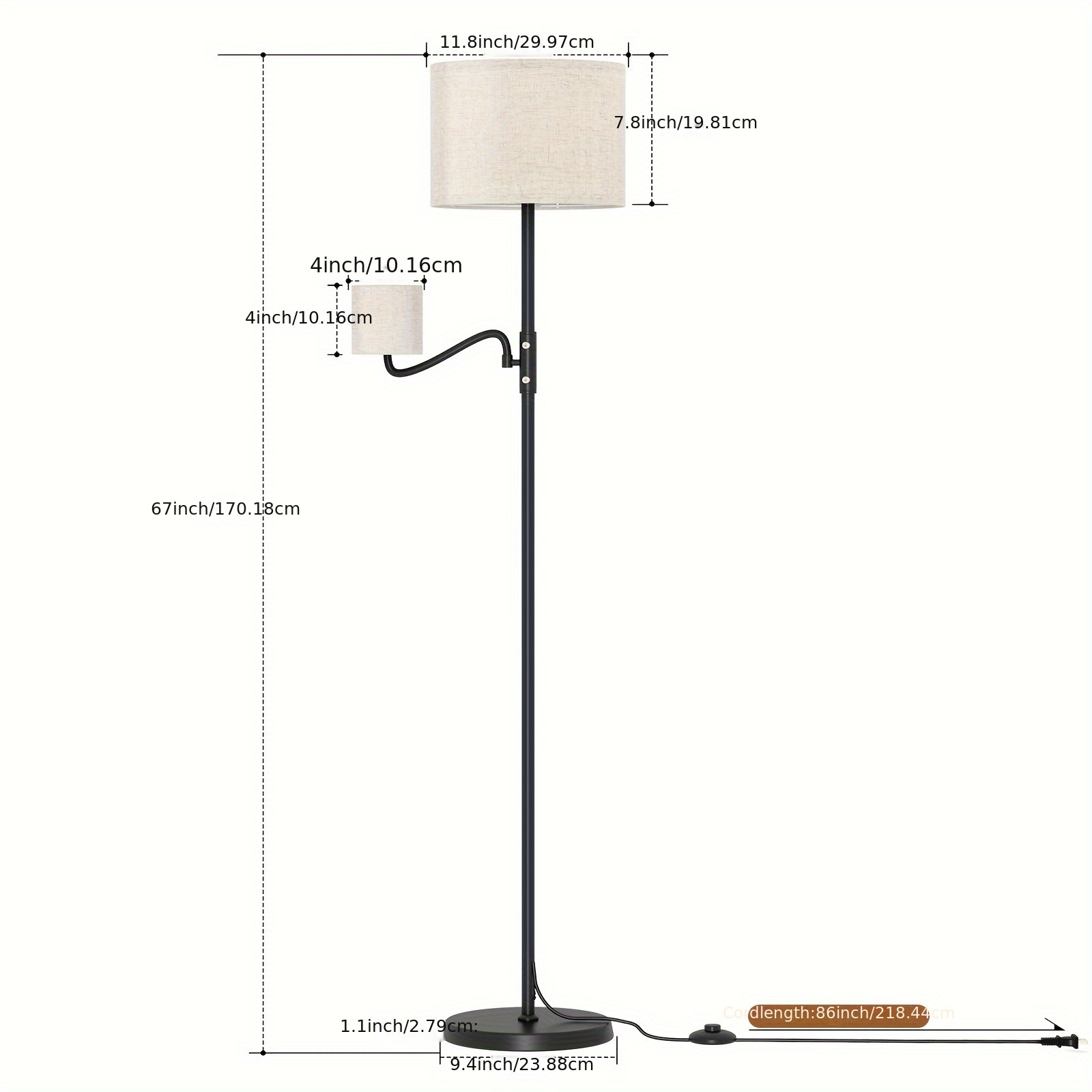 fabric double head floor lamp linen with 1 e26 bulb and 1 details 6