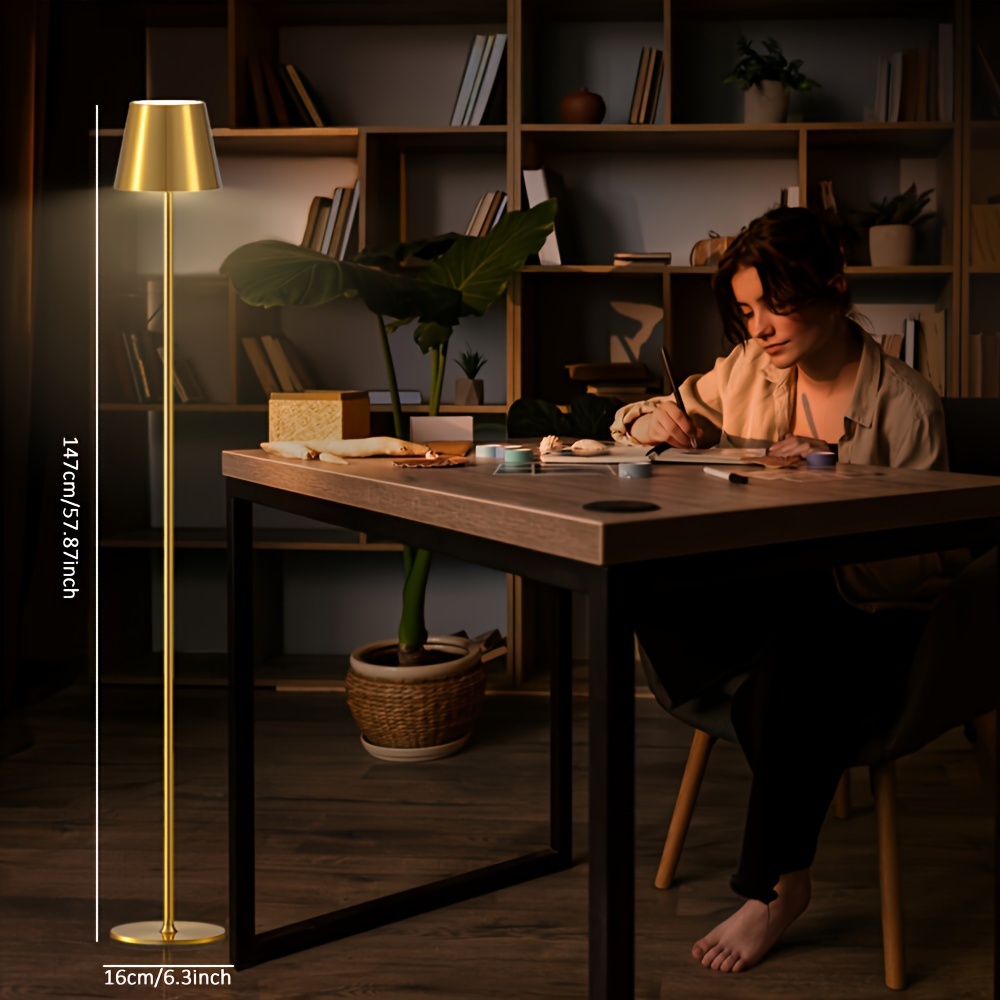 2pack cordless led floor lamp for outdoor indoor rechargeable dimmable adjustable height stand lamp for patio living room bedside table night lamp black details 4