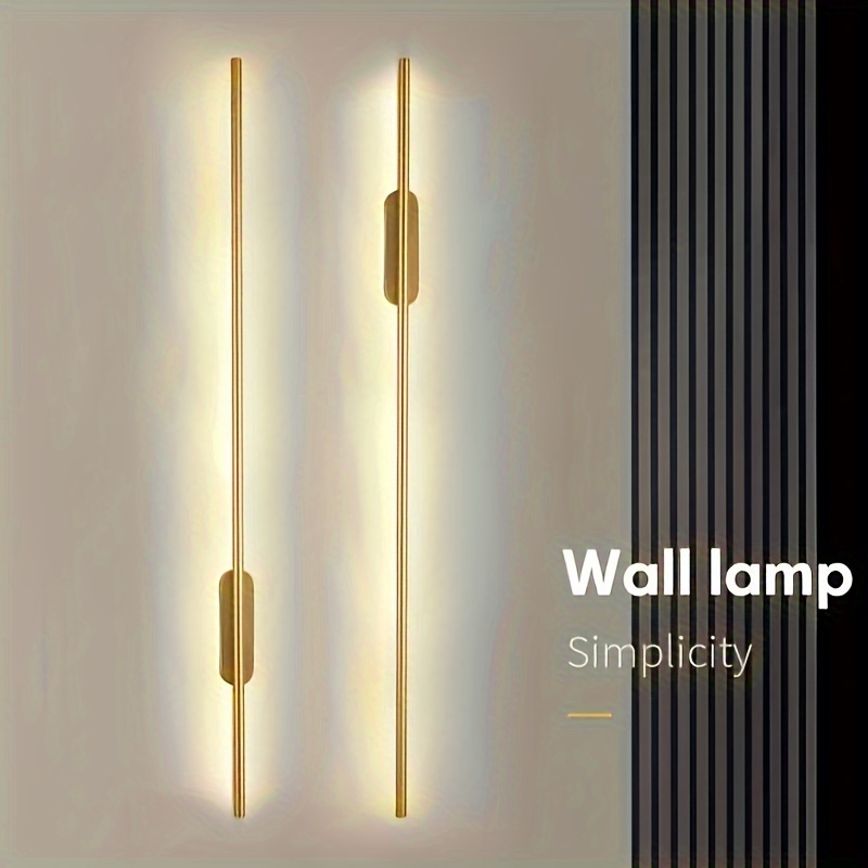 modern minimalistic metal wall sconce adjustable brightness wall mounted fixture for living room bedroom corridor installation hardware included room electrical 85v 265v without battery golden details 0