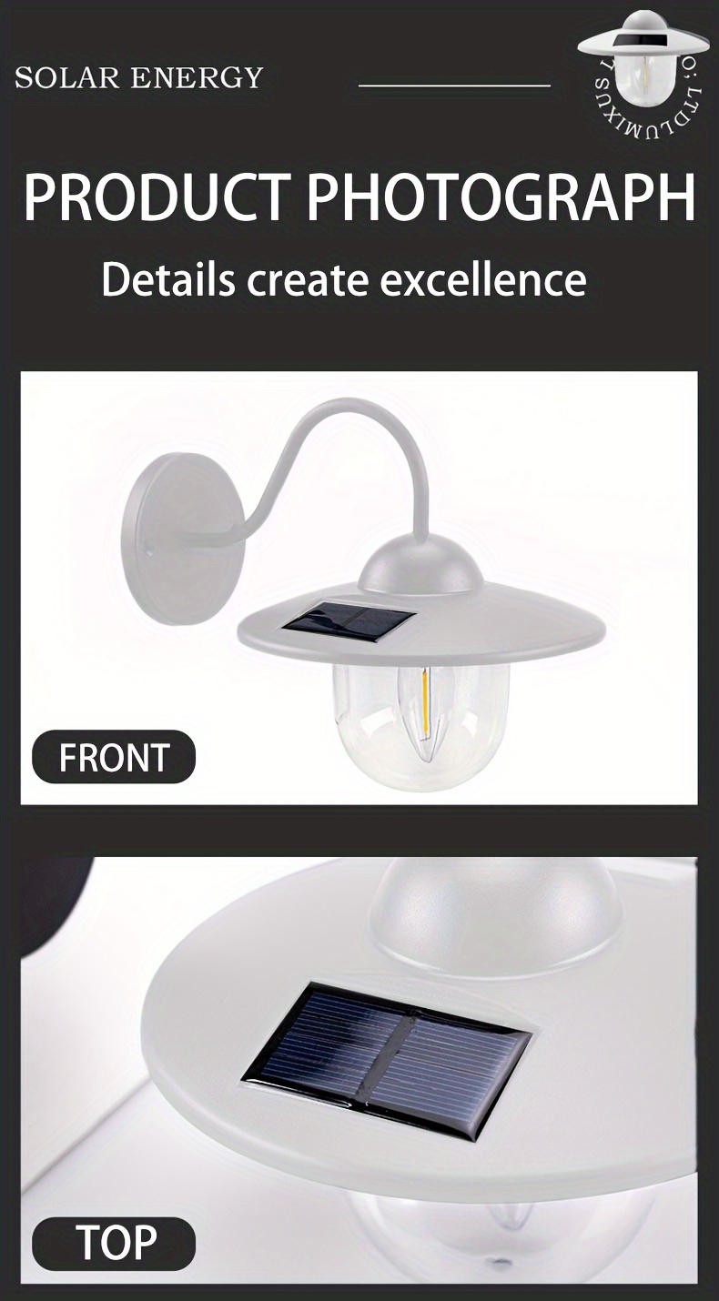 1pc nordic simple wall lights american retro wall lights solar rechargeable light outdoor wall lights details 4