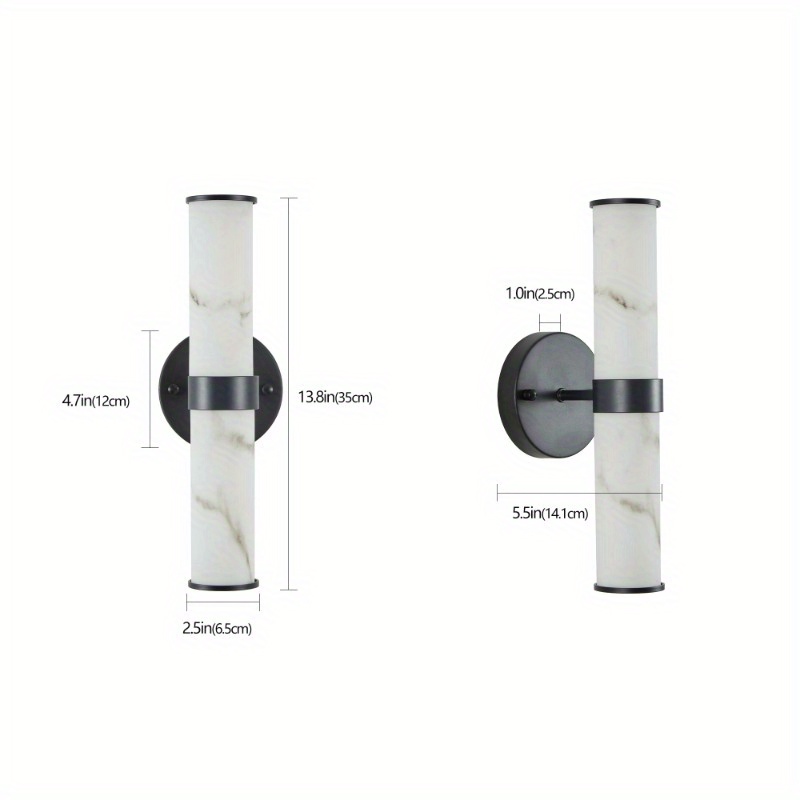 resin imitation marble texture wall light with black iron metal frame set of 2 fixtures for hallways bathrooms and bedrooms only indoor details 9