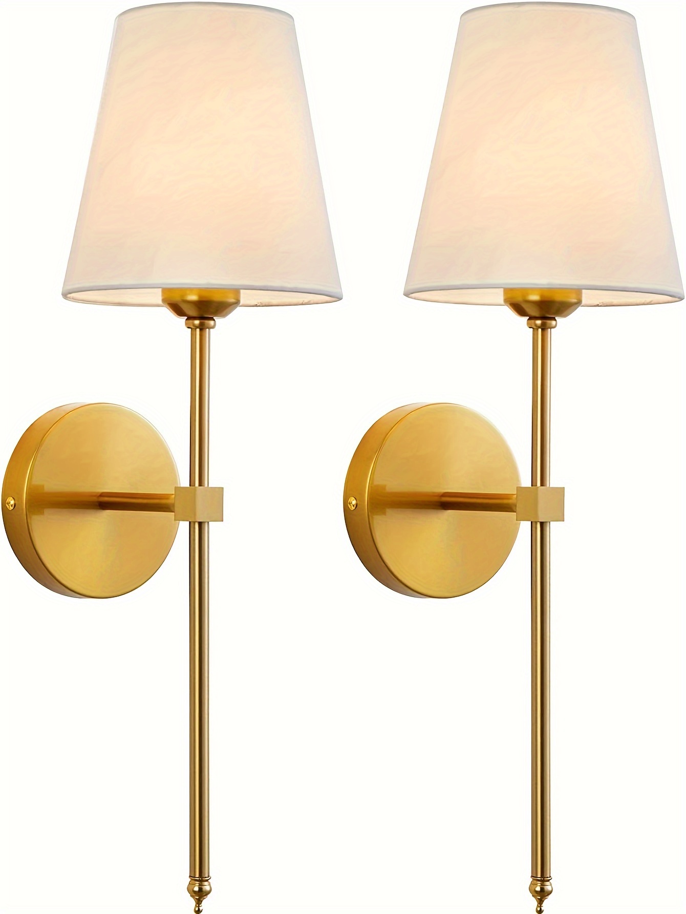 1 2pcs e27 wall sconces with white fabric shade 85 265v golden base fixtures for bedroom bedside bathroom vanity light living room bulb excluded details 0