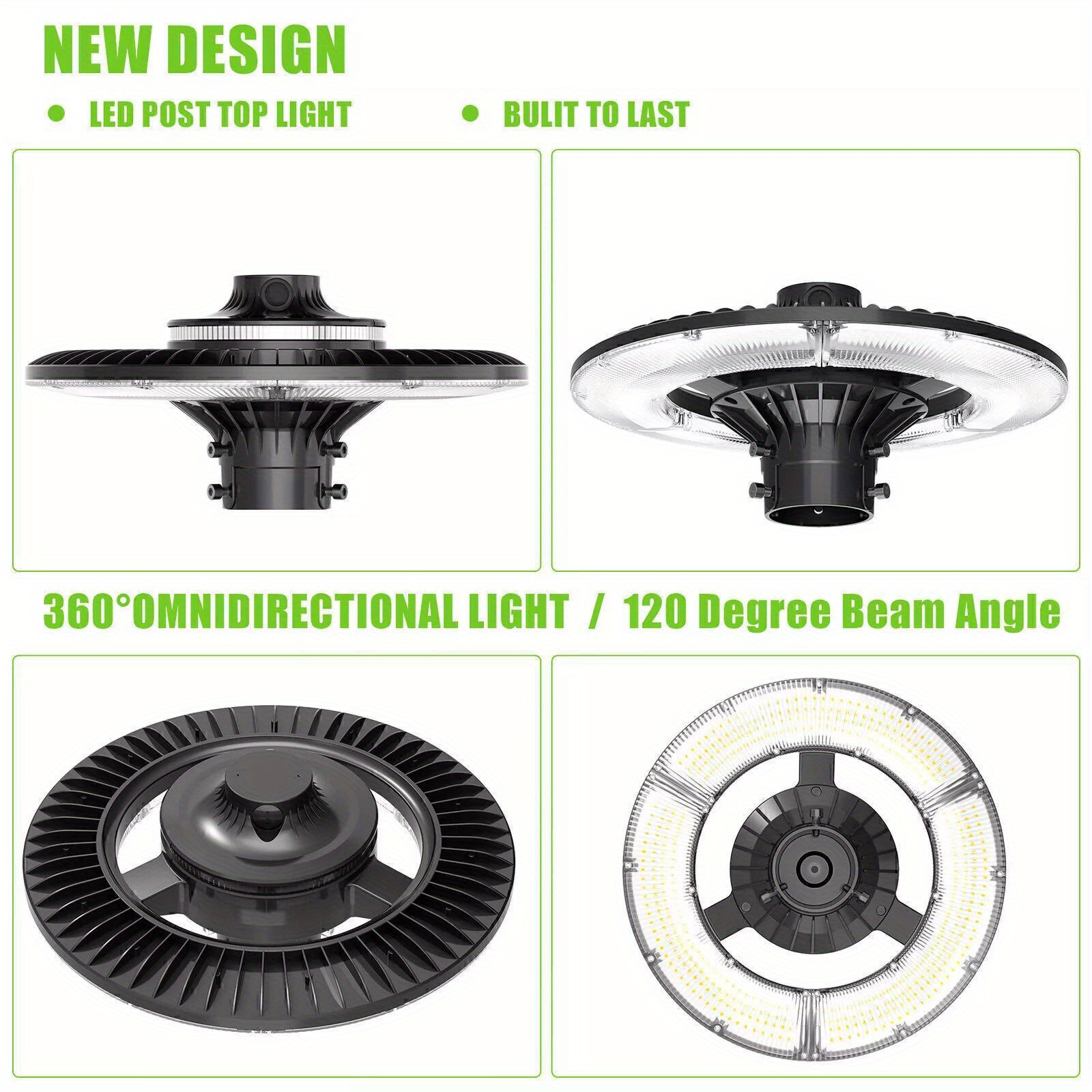 60w 3 4 5000k top lights outdoor ul dlc circular fixture exterior garden 100 277vac details 0