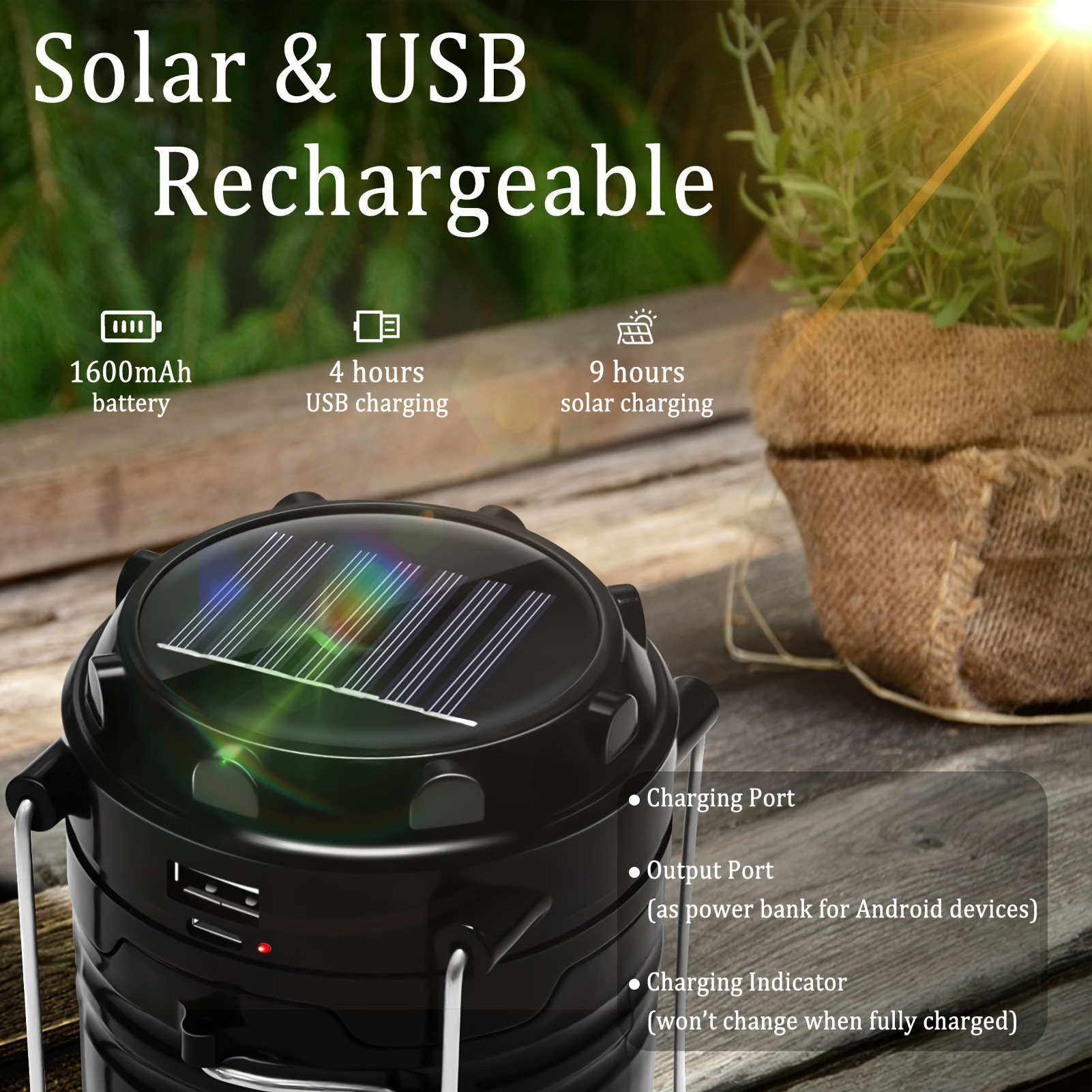 collapsible portable led camping lantern lightweight waterproof solar usb rechargeable led flashlight survival kits for indoor outdoor home emergency outages hiking hurricane 4 pack details 4