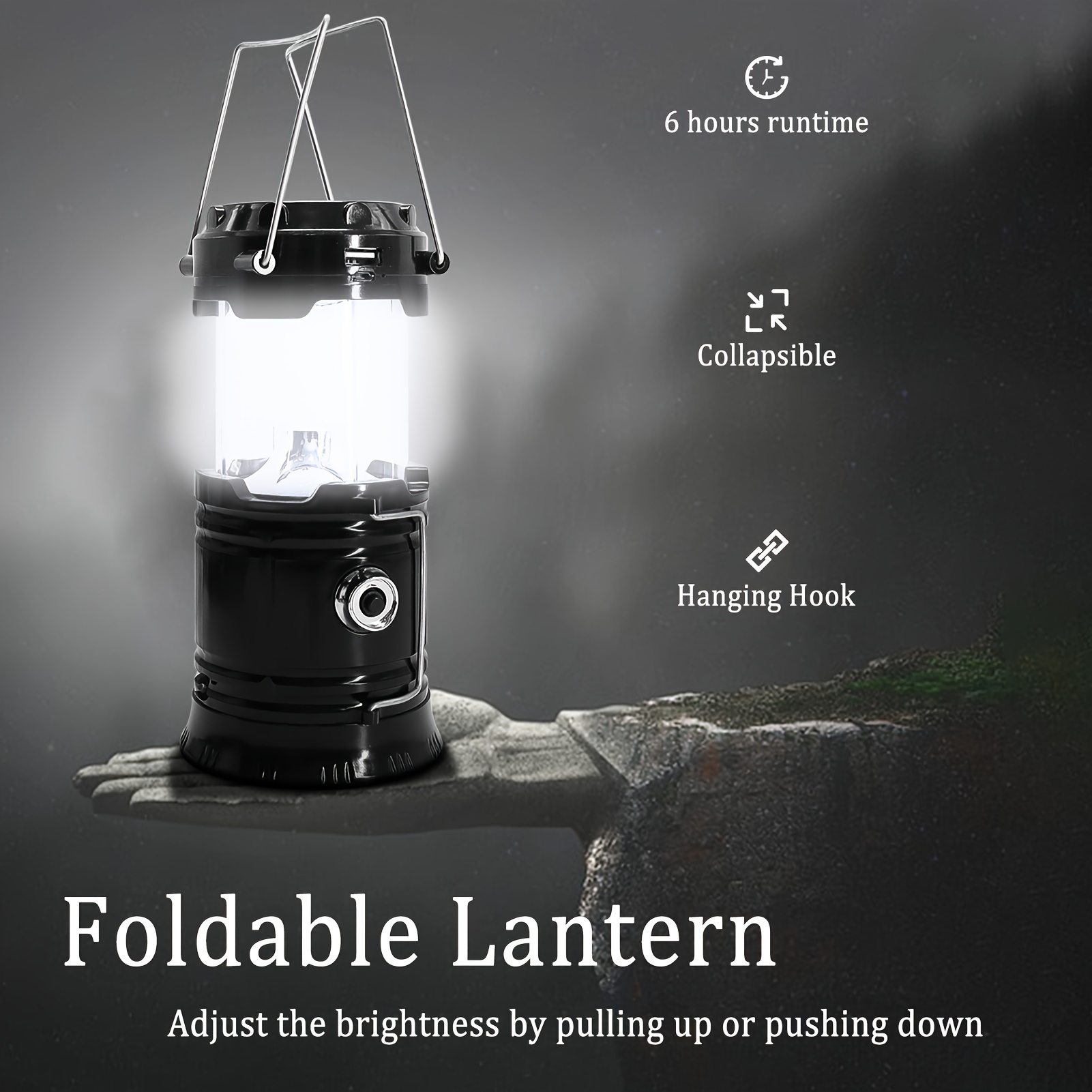 collapsible portable led camping lantern lightweight waterproof solar usb rechargeable led flashlight survival kits for indoor outdoor home emergency outages hiking hurricane 4 pack details 5