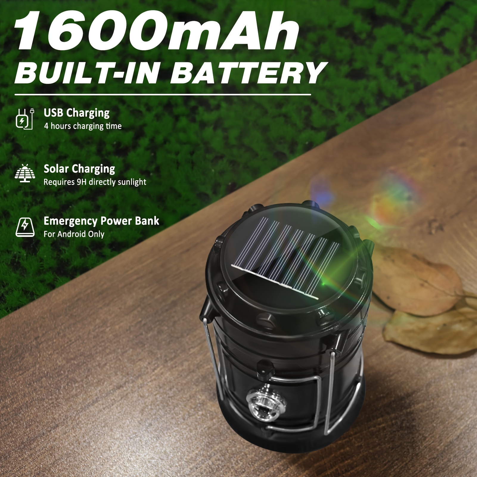 4 pack solar camping lantern collapsible led solar usb rechargeable lantern flashlight emergency hanging lights for camping power outages indoor outdoor details 0
