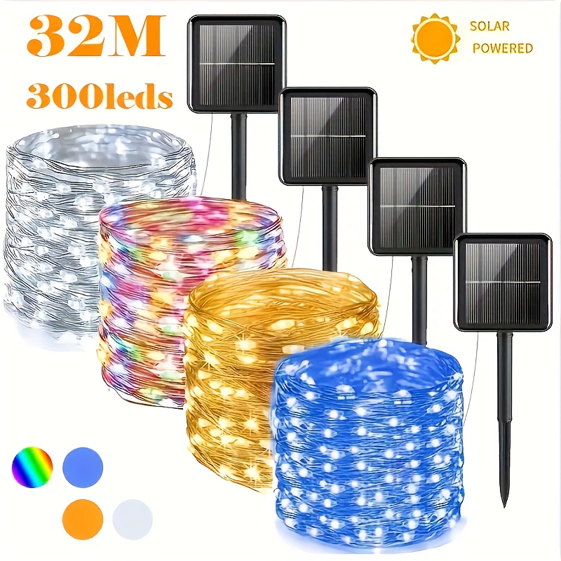 300 100led solar outdoor decorative fairy lights diy courtyard garden fence light string christmas christmas tree decoration lights halloween party haunted house horror purple light atmosphere lights details 1