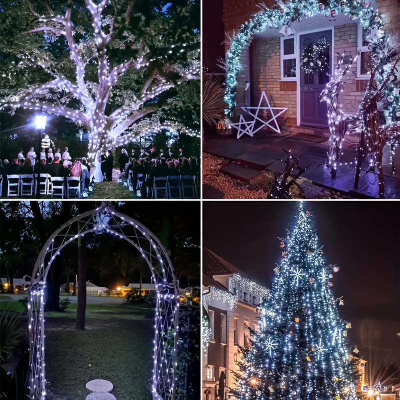 300 100led solar outdoor decorative fairy lights diy courtyard garden fence light string christmas christmas tree decoration lights halloween party haunted house horror purple light atmosphere lights details 5