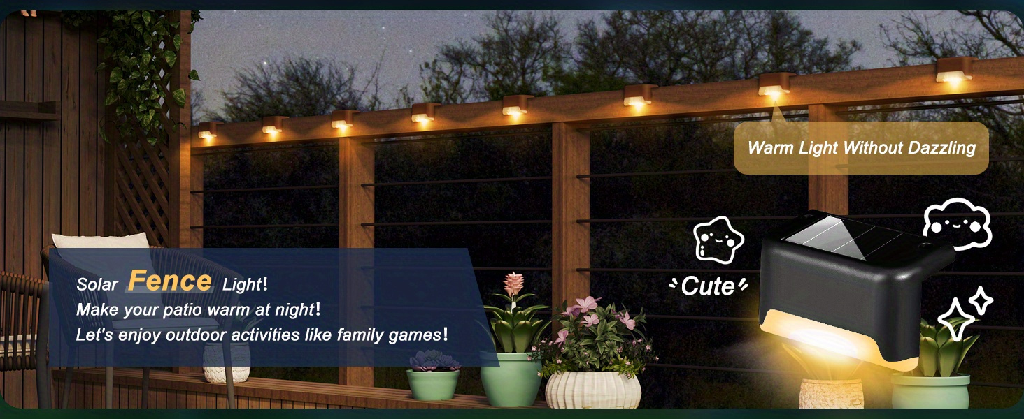 4 pack of outdoor solar deck lights waterproof outdoor decorative lights solar garden lights outdoor fence lights lights warm led lights for outdoor stairs steps fences gardens balconies yards patios and details 1