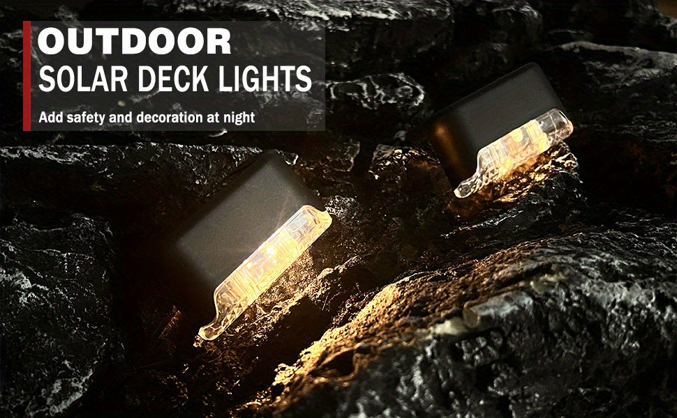 4 pack of outdoor solar deck lights waterproof outdoor decorative lights solar garden lights outdoor fence lights lights warm led lights for outdoor stairs steps fences gardens balconies yards patios and details 3