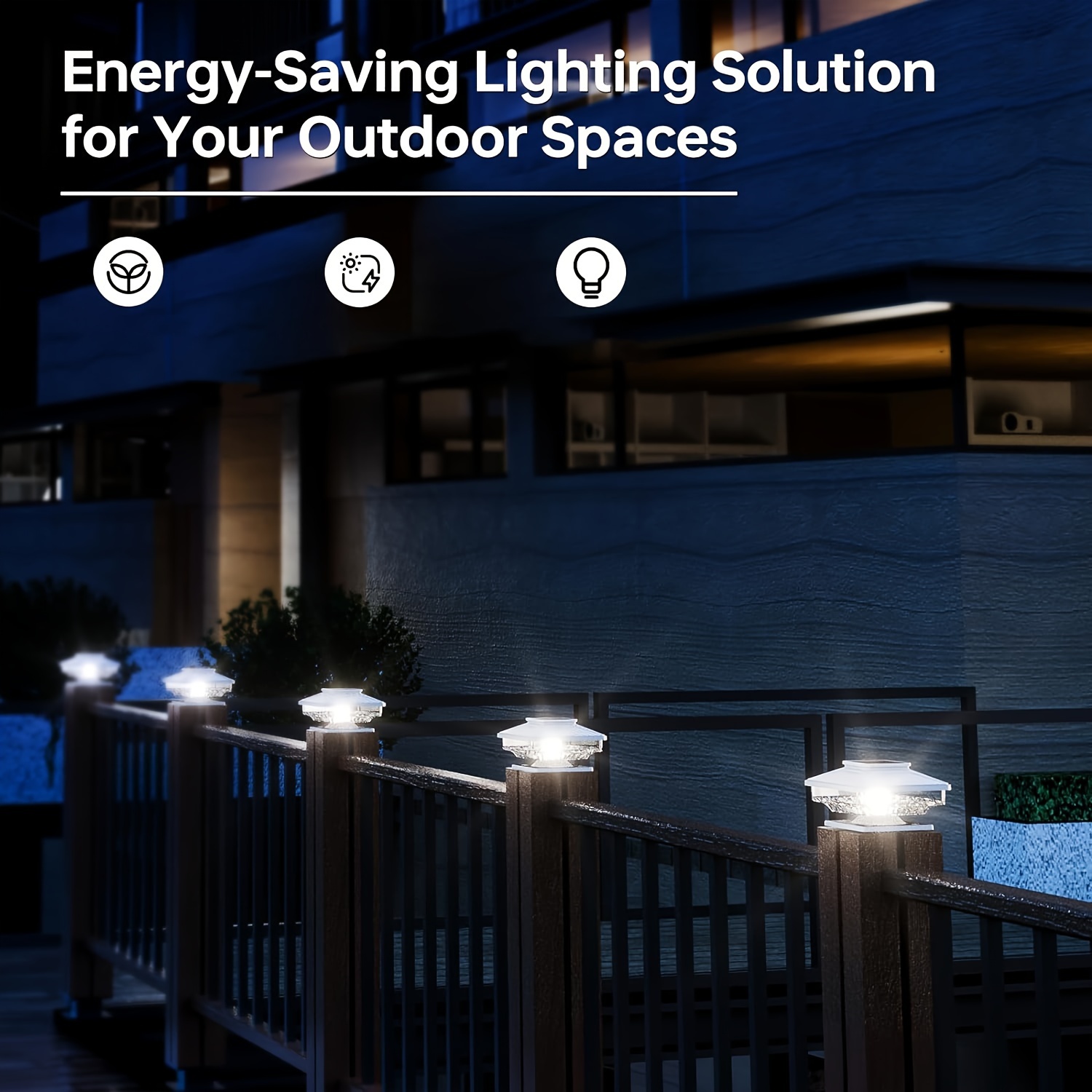 6pcs outdoor waterproof cold cap solar garden light for deck fence post patio decoration 1000mah details 0