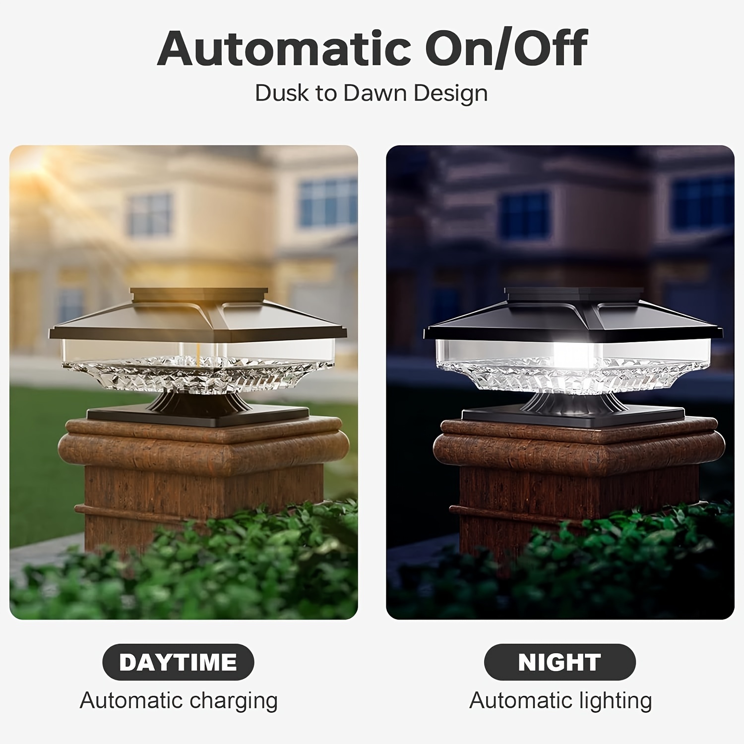 6pcs outdoor waterproof cold cap solar garden light for deck fence post patio decoration 1000mah details 2