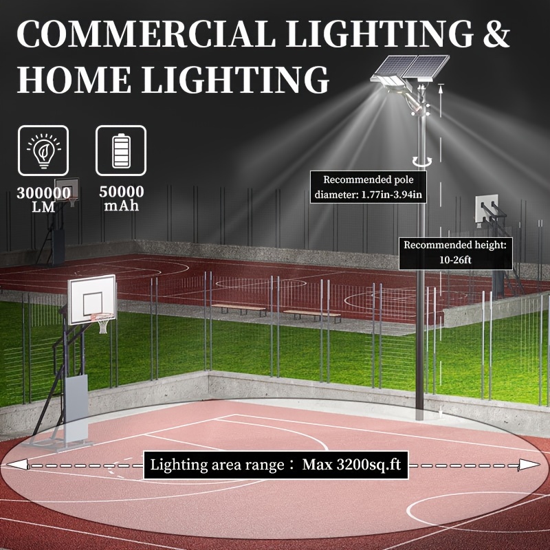 6500w solar street lights outdoor 500000lm commercial parking lot light dusk to dawn 6500 security flood lights solar lamp for yard road basketball courts details 5