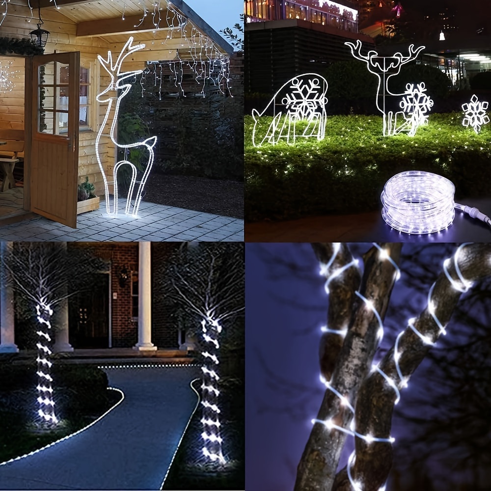 164 ft 1000 led rope lights solar powered waterproof string lights 8 modes outdoor tube light copper wire fairy lights for christmas garden fence yard party pool wedding decor 1000 led white details 4