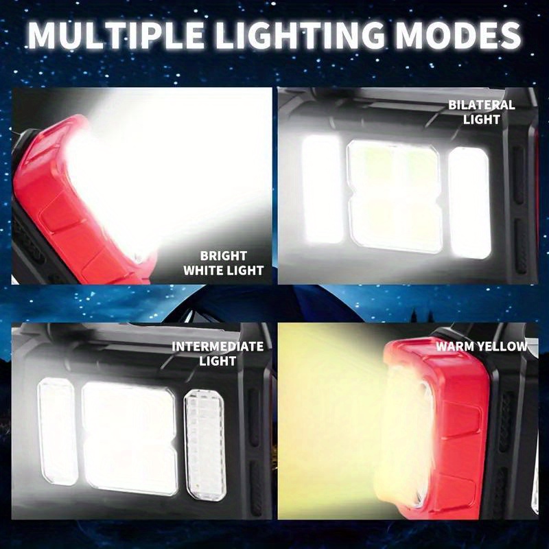 1pc handheld flashlight outdoor led camping light solar usb rechargeable searchlight for outdoor hiking fishing emergencies details 2