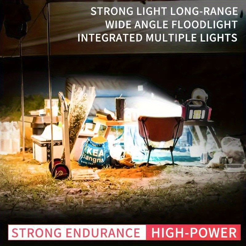 1pc handheld flashlight outdoor led camping light solar usb rechargeable searchlight for outdoor hiking fishing emergencies details 4