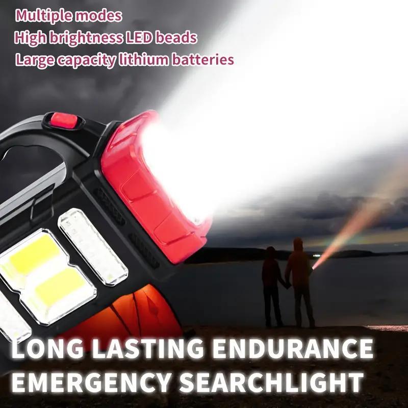1pc handheld flashlight outdoor led camping light solar usb rechargeable searchlight for outdoor hiking fishing emergencies details 5