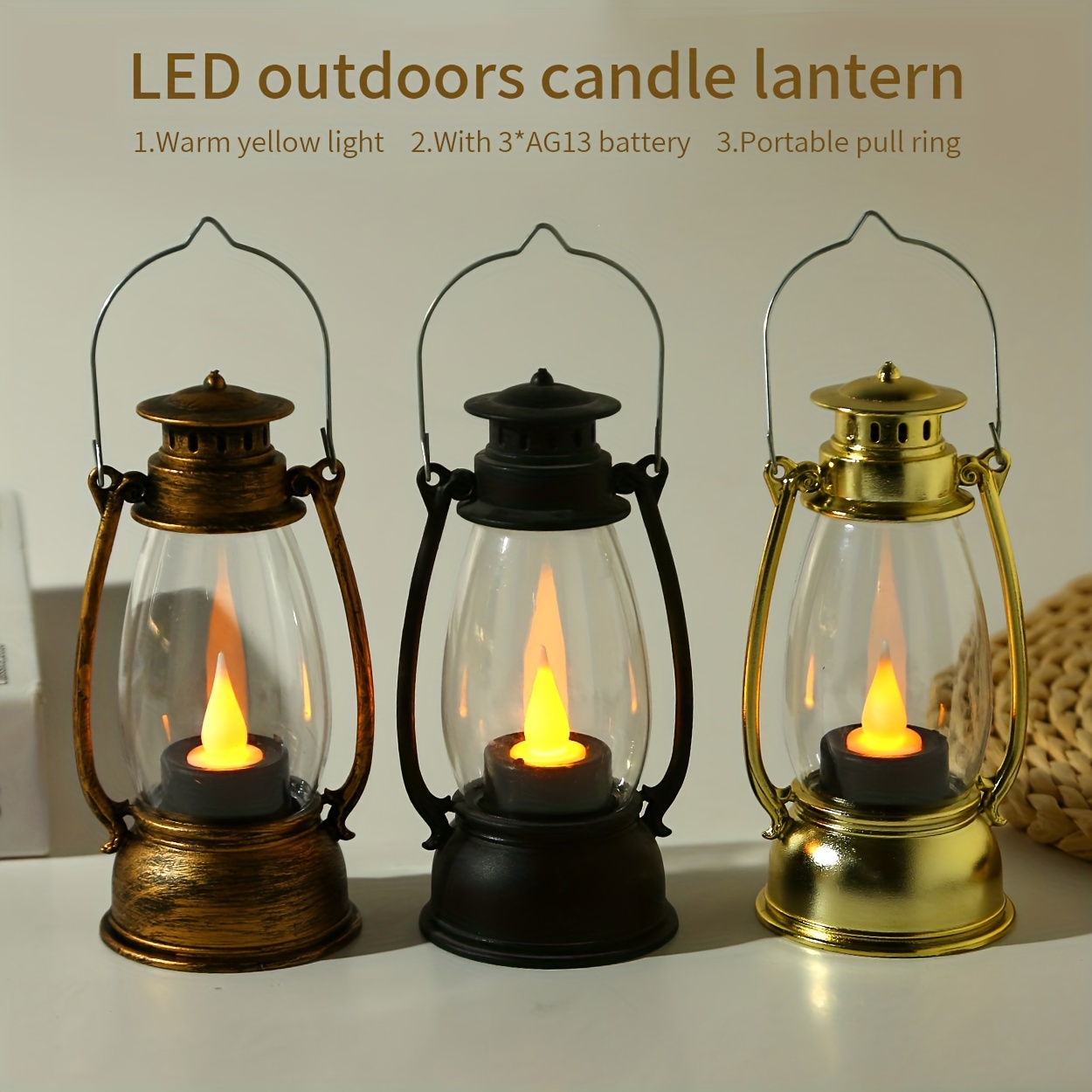charming led kerosene style lamp with nostalgic perfect for garden party decor includes batteries details 0